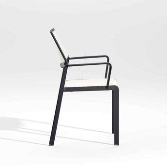 Lanai Mesh Square Stackable Outdoor Dining Chair with Arms.