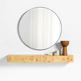 Leon Burl Wood Floating Shelf with Drawer.