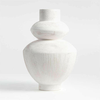 Les Crêtes White Textured Vase 18" by Athena Calderone.