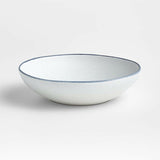 Lina Matte Blue Stripe Low Bowl.