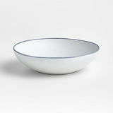 Lina Matte Blue Stripe Low Bowl.