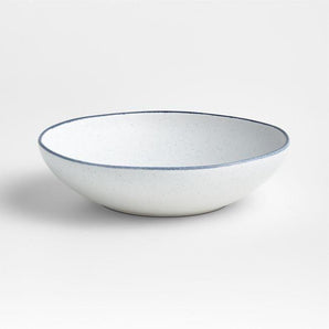 Lina Matte Blue Stripe Low Bowl.