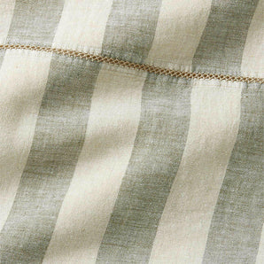 New Natural EUROPEAN FLAX™-Certified Linen Cabana Stripe Arcadia Tan/Burnt Green Full/Queen Duvet Cover.