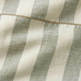 New Natural EUROPEAN FLAX™-Certified Linen Cabana Stripe Arcadia Tan/Burnt Green Full/Queen Duvet Cover.