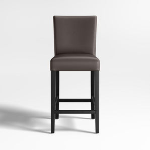 Taburete de bar de cuero Lowe con patas de madera de ébano
