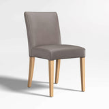 Lowe Bone Leather Dining Chair with Natural Wood Legs.