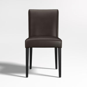 Silla de comedor de cuero Lowe con patas de madera de ébano