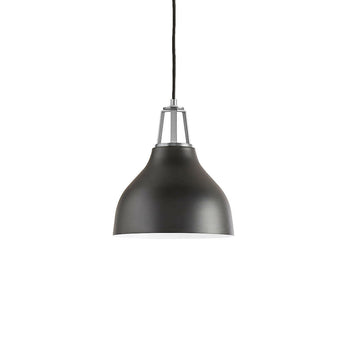 Maddox Black Bell Small Pendant Light with Nickel Socket.