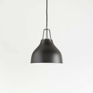 Maddox Black Bell Small Pendant Light with Nickel Socket.