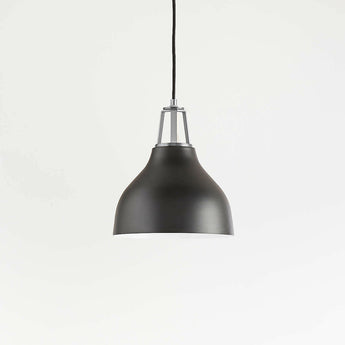 Maddox Black Bell Small Pendant Light with Nickel Socket.