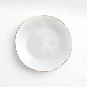 Plato de ensalada de cerámica con borde dorado Marin