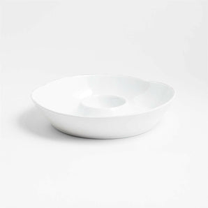 Marin White Outdoor Melamine Chip and Dip Bowl.