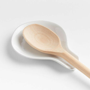 Marin White Stoneware Spoon Rest.