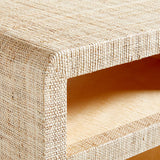 Meadow Grasscloth Side Table with Shelf.