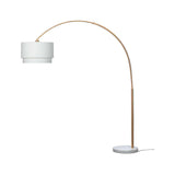 Meryl Arc Brass Floor Lamp with White Shade.