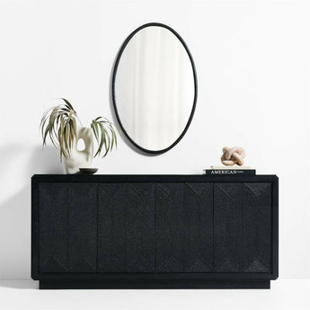 Mirabella Black Metal Oval Wall Mirror 25.75"x40".