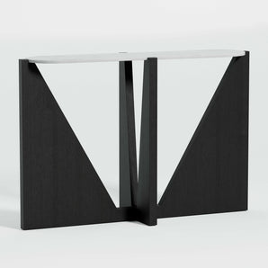 Miro White Marble Console Table with Wood Base.