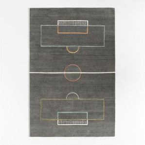 Kids Modern Soccer Field Wool Colorful