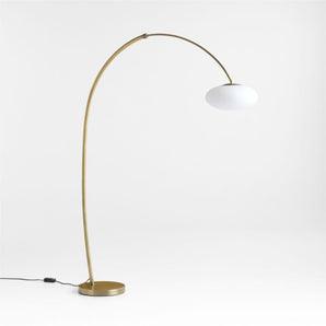 Moon Brass Arc Floor Lamp with Glass Shade