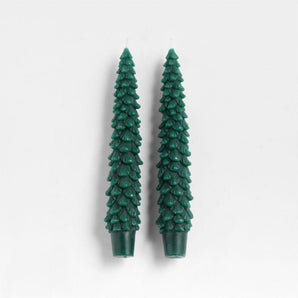 Mountain Pine Christmas Tree Taper Candles, Set of 2