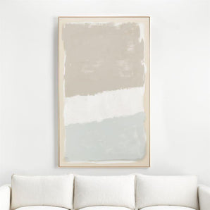 "Neutral Modern Moment" Framed Hand-Painted Raw Canvas Wall Art