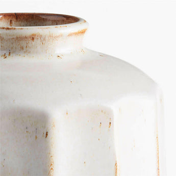 Nikko Medium Bottle Off White Ceramic Vase 17".