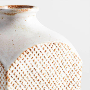 Nikko Small Square Off White Ceramic Vase 9".