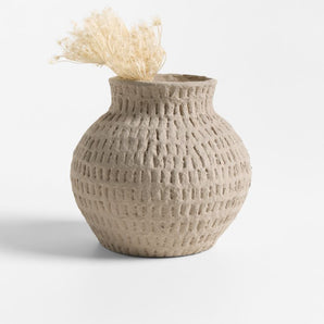 Oaxaca Round Cotton Mache Vase