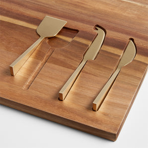 Octavia Large Wood Board with Cheese Knives