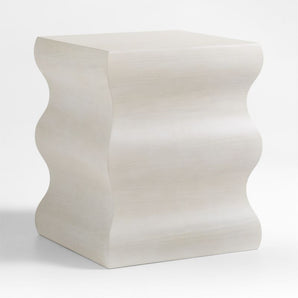 Mesa auxiliar de madera blanqueada Onda