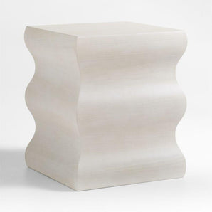 Onda Whitewashed Wood Side Table