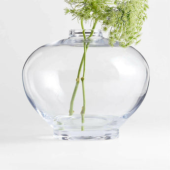 Ophelia Clear Hand Blown Glass Round Vase 10.