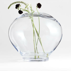 Ophelia Clear Hand Blown Glass Round Vase 12.