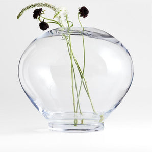 Ophelia Clear Hand Blown Glass Round Vase 12.
