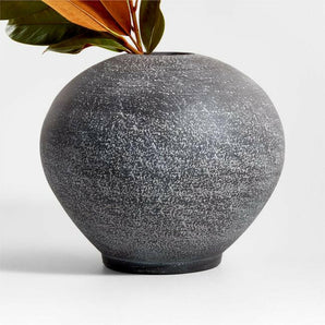 Ophelia Matte Black Round Vase 12".