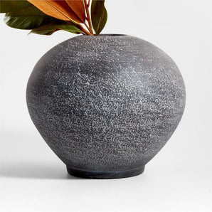 Ophelia Matte Black Round Vase 12".
