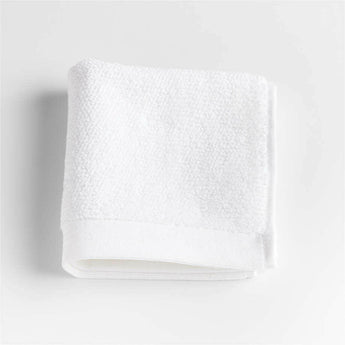 Bright White Antimicrobial Organic Cotton Washcloth.