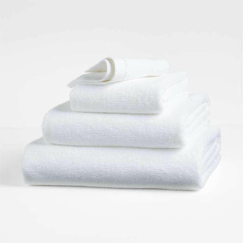 Bright White Antimicrobial Organic Cotton Washcloth.