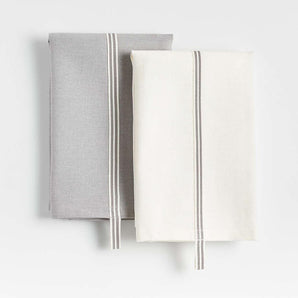 Oslo Dish Towels Set of 2 White/Grey.