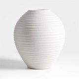 Otsu Round White Ceramic Textured Vase 12".