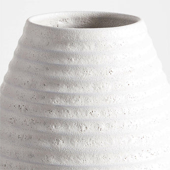Otsu Tall White Ceramic Textured Vase 16".