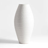 Otsu Tall White Ceramic Textured Vase 16".