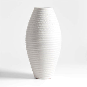 Otsu Tall White Ceramic Textured Vase 16".