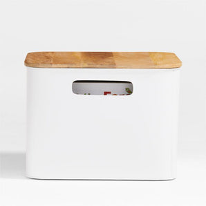 Kids Outline Floor Storage Bin with Wood Lid White