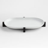 Oven-to-Table Oval Platter with Black Wood Trivet.
