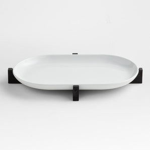 Oven-to-Table Oval Platter with Black Wood Trivet.