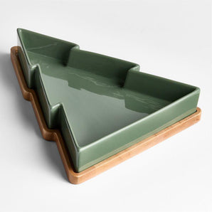 Árbol navideño apto para horno y mesa con base de madera