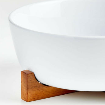 Oven-to-Table Small Serve Bowl with Wood Stand.