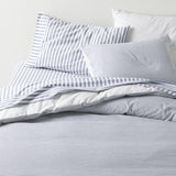 Oxford Shirting Light Indigo Blue Organic Cotton Reversible Full/Queen Duvet Cover.
