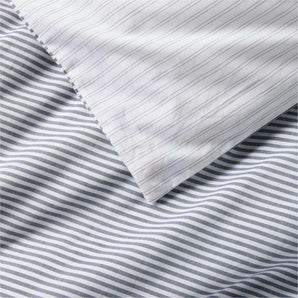 Oxford Shirting Light Indigo Blue Organic Cotton Reversible Full/Queen Duvet Cover.